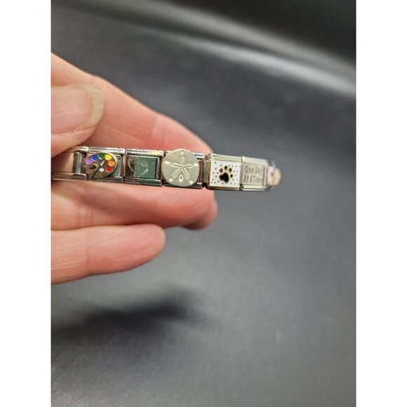 VTG Italian Charm Bracelet USA Flag Inspirational Angel Cherub preppy classic - Picture 4 of 4